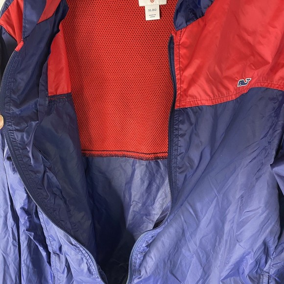 Vineyard Vines Boys XL Size 16 Red Navy Blue Windbreaker - Picture 3 of 9
